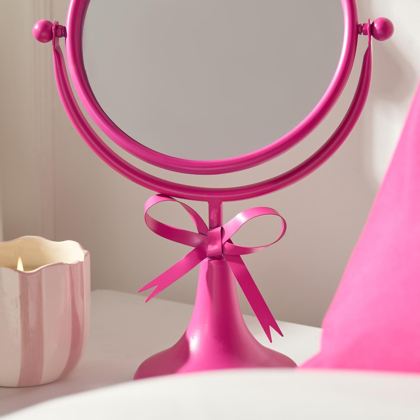OHS Bow Pedestal Free Standing Swing Makeup Vanity Mirror