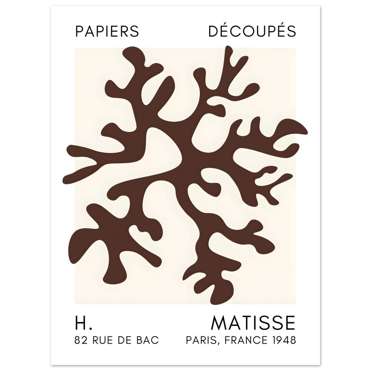 Artfulprints Poster Matisse – Dreamy coral flower brown  - 30x40 cm - Bruin