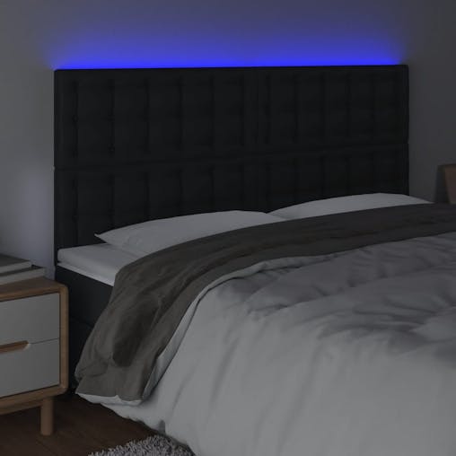 NNEVL LED Headboard Black 160x5x118/128 cm Faux Leather