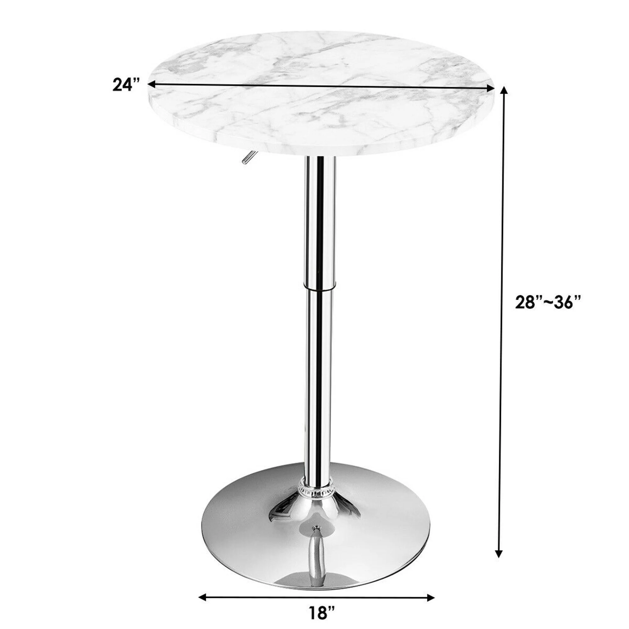 Gymax 6PCS Round Pub Table Swivel Adjustable Bar Table w/Faux Marble - See Details