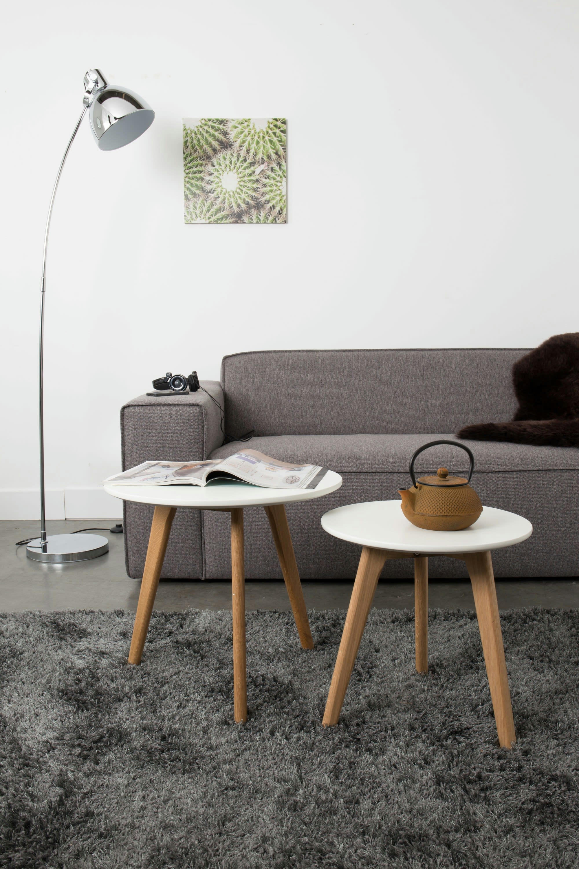 BODINE - Set de 2 tables d'appoint en bois blanc