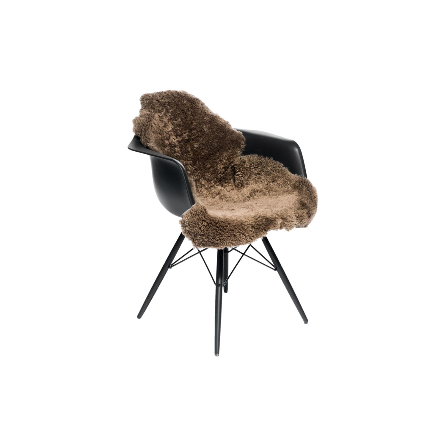 Newzealandsk korth&aring;ret & krøllet lammeskind, taupe