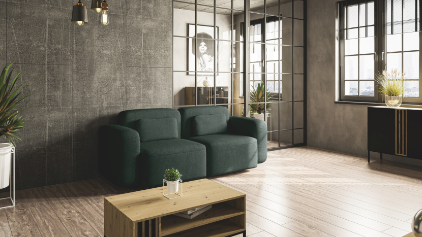 Wygodna sofa 2 osobowa ORCHID zielona sofa modułowa do salonu