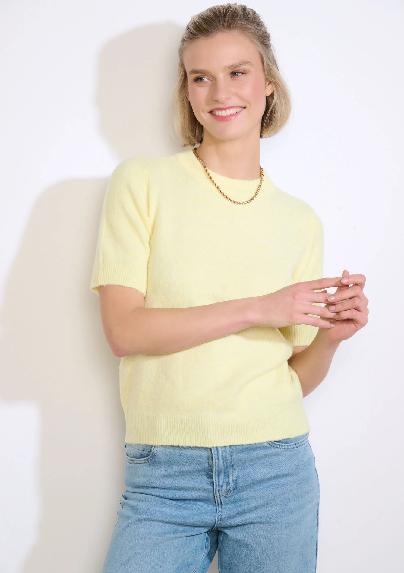 Zachte trui met korte mouwen