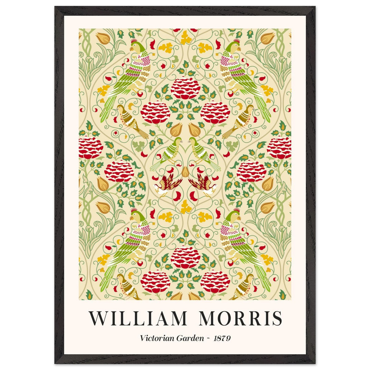 Artfulprints Poster met Lijst William Morris - Victorian garden 1879  - 50x70 cm - Groen