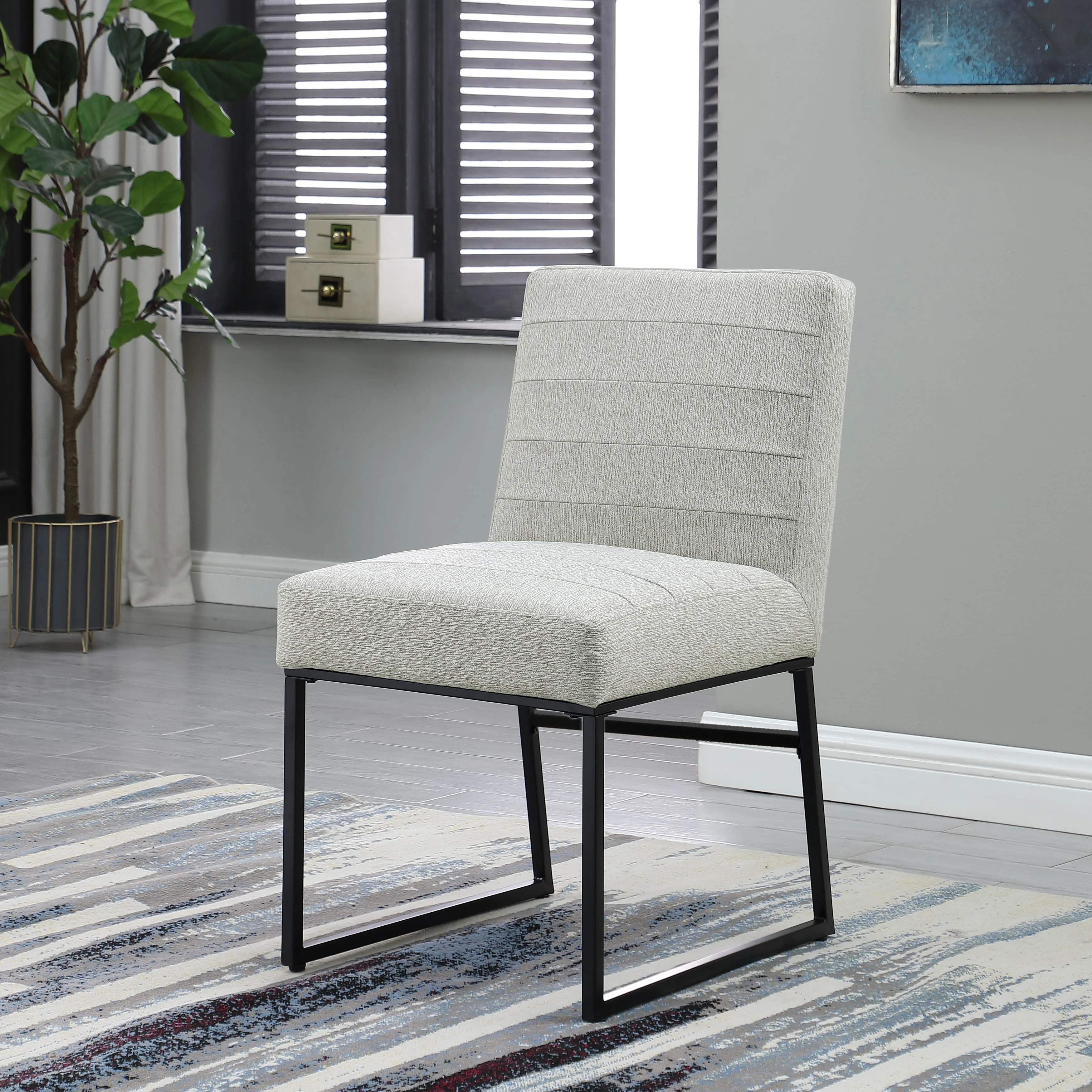 HomePop Channeled Upholstery Dining Chair on metal frame -Single Pack