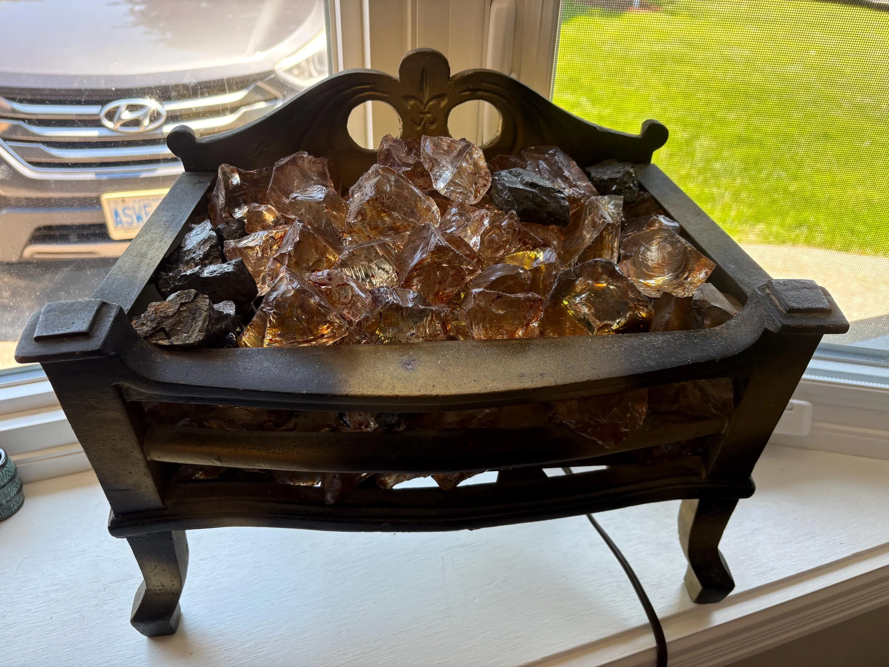 Vintage Magicoal Electric Fire With Glass Coals, Very Cool Glowing Coals, Cast Iron