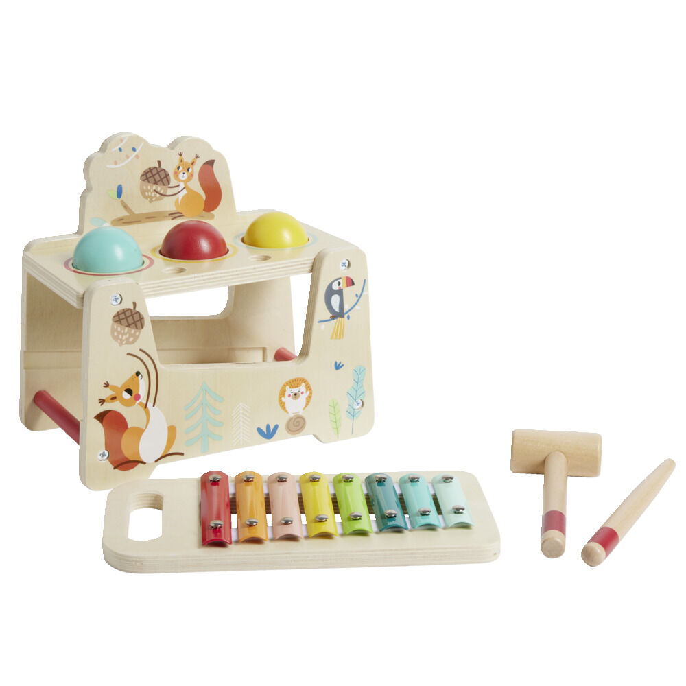 Xylophone marteau 2en1 en bois 7 pièces