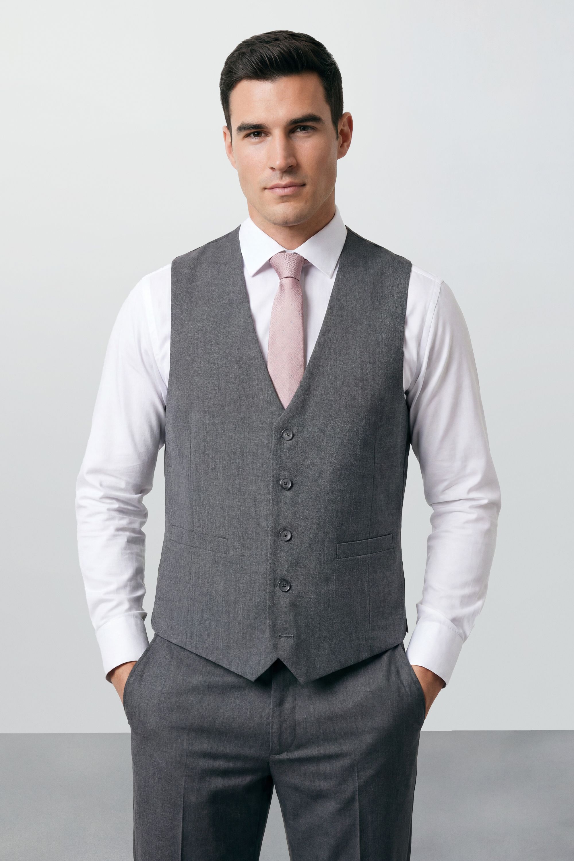 Burton Plus & Tall Mid Grey Essential Suit Waistcoat