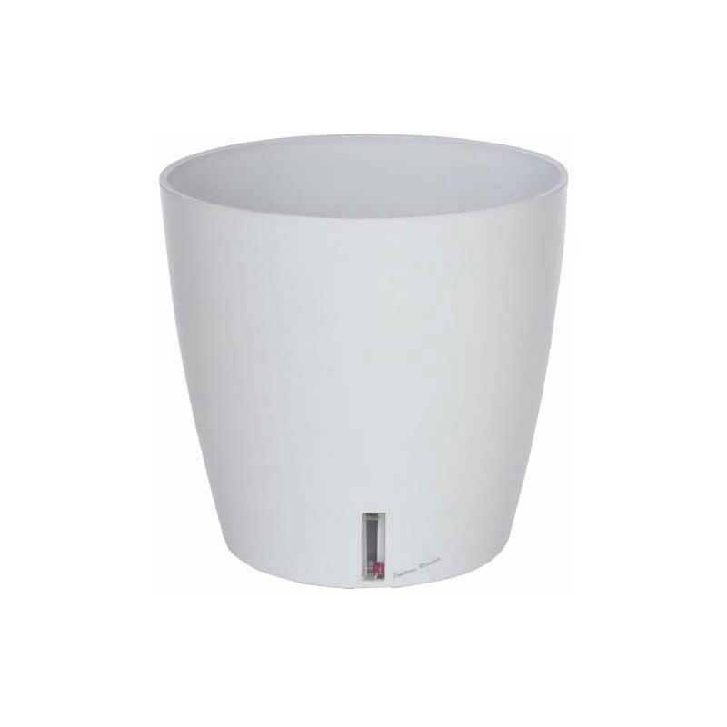 - Pot en plastique rond avec réserve d'eau 30 cm eva blanc