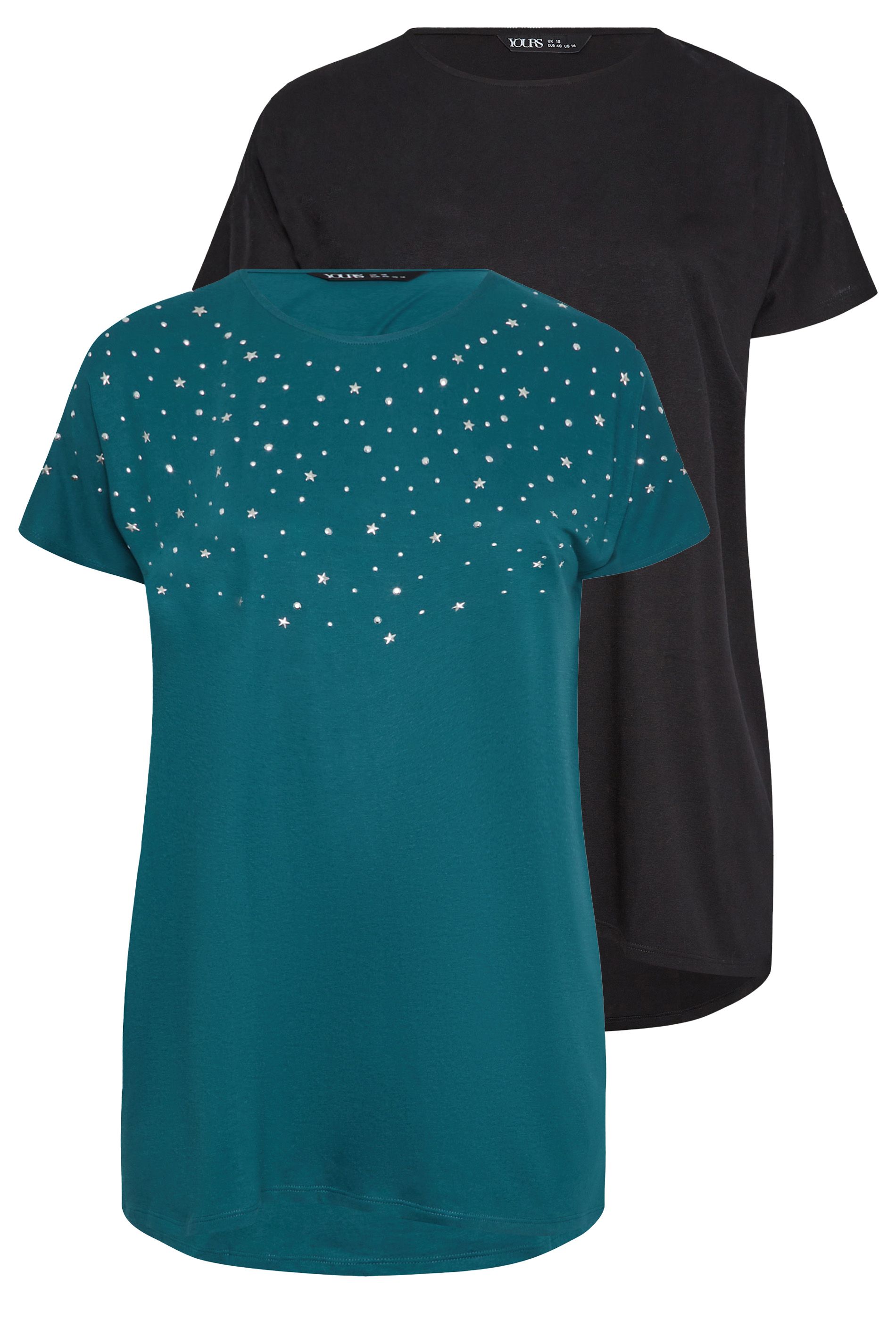 Yours 2 Pack Embellished T-shirts