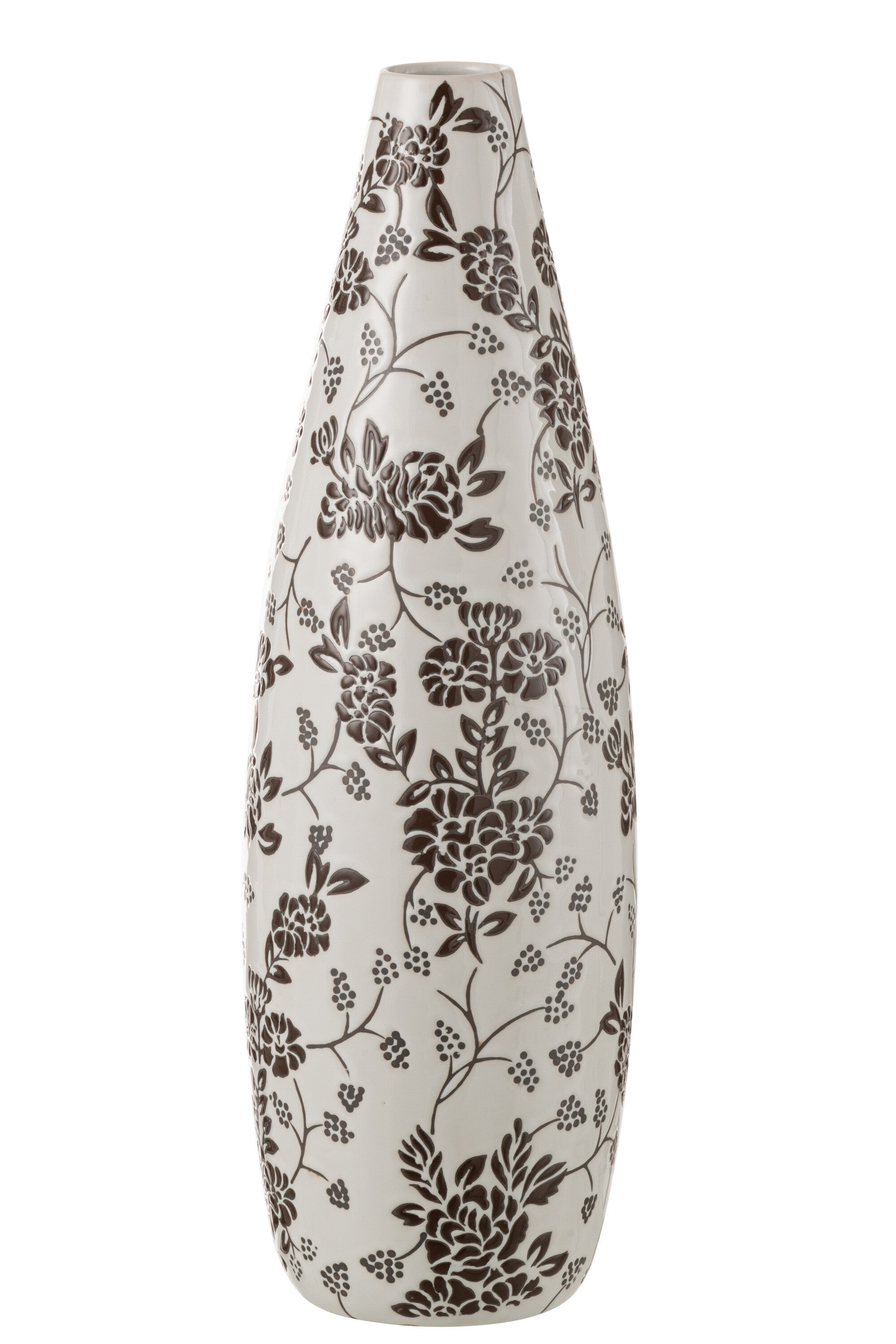 J-Line vaas Zen - porselein - wit/zwart - 53 cm hoog