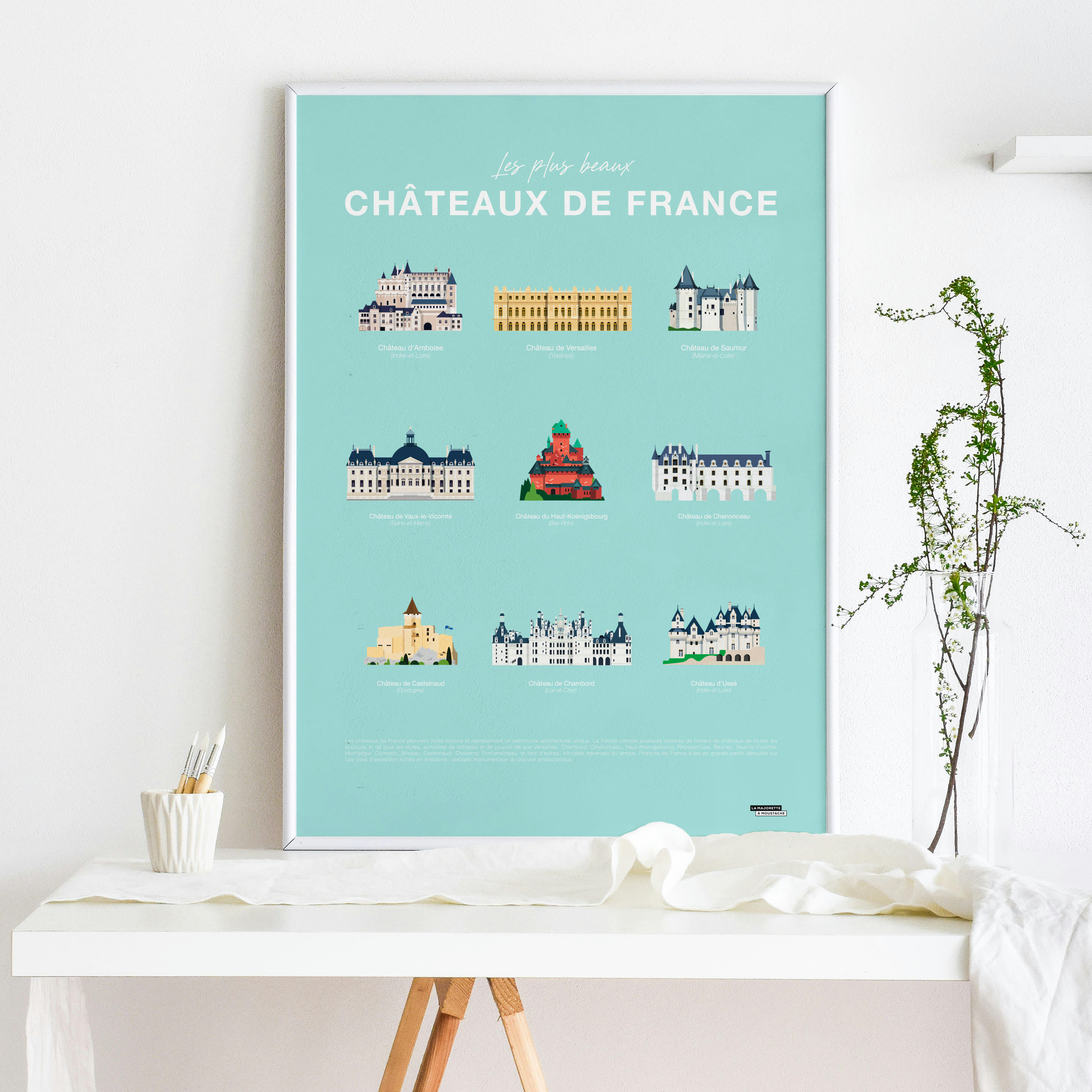 - Affiche d'art Les plus beaux châteaux de France 50 X 70 cm