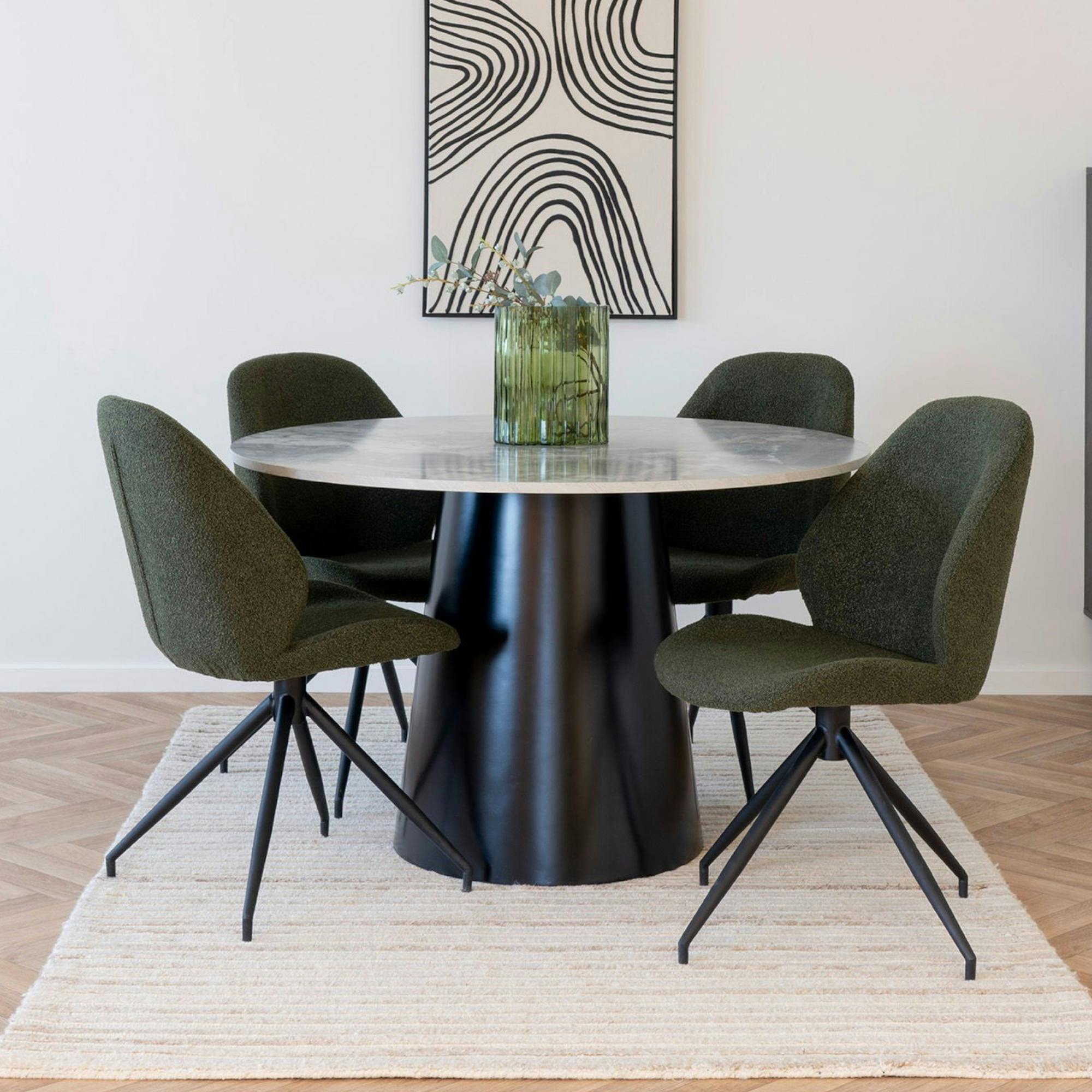 Chaise pivotante verte en tissu bouclette (lot de 2) BERLIN