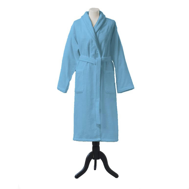 AQUA - Peignoir de bain uni en coton bleu Turquoise M
