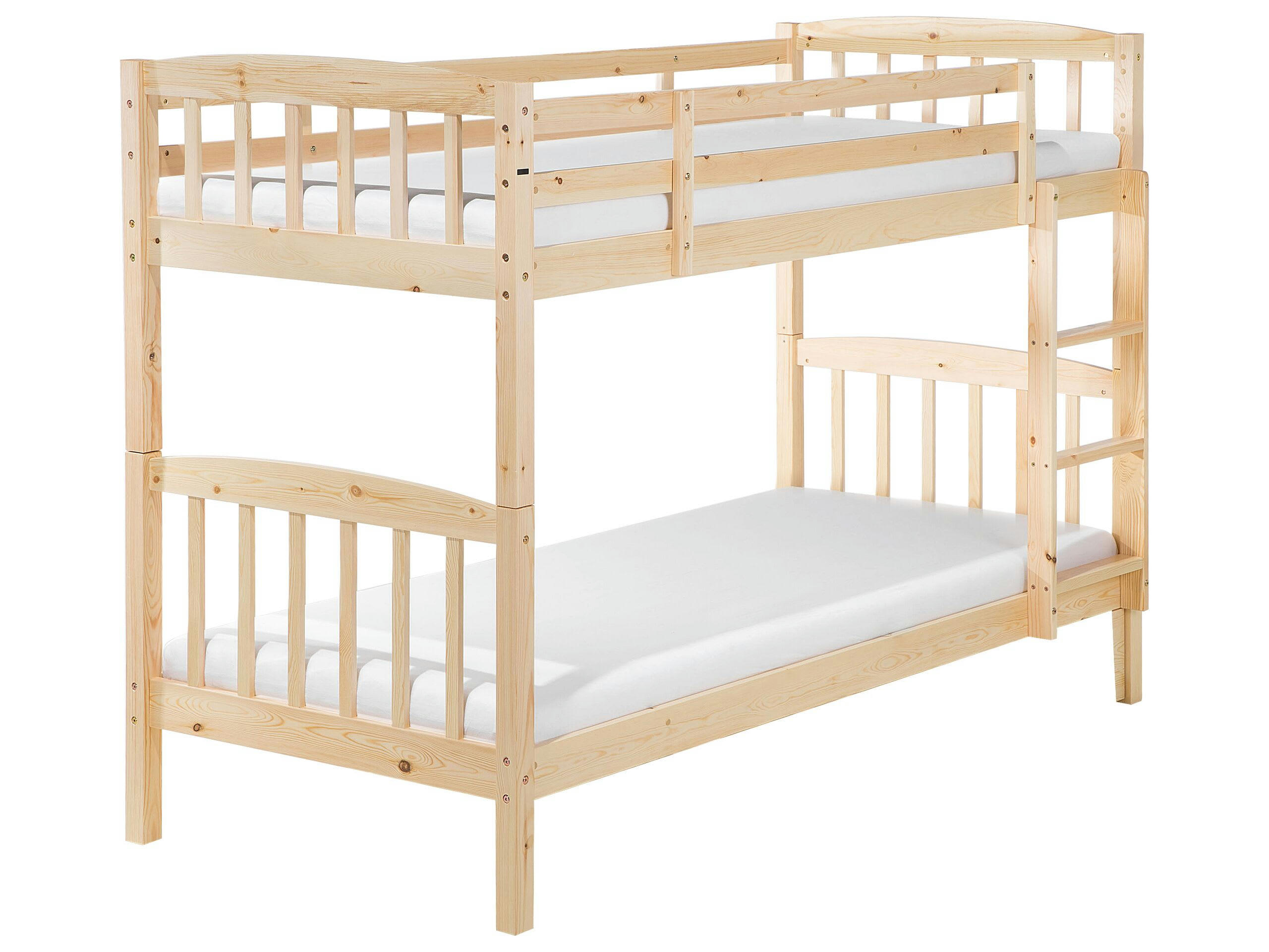 REVIN - Lit superposé en bois solide bois clair 90x200