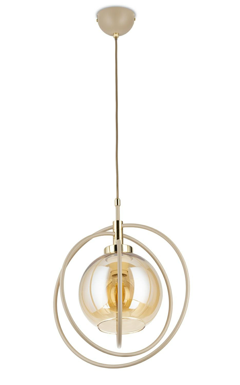 Lampa Wisząca Nostra Beżowo-złota 1xE27 35 cm Nowoczesny Salon Taupe