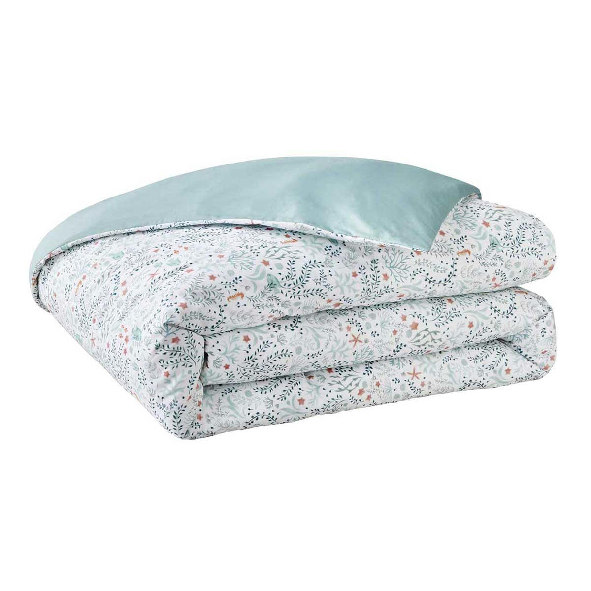 SOUS L'OCÉAN - Parure de lit en percale de coton bleu 200x200