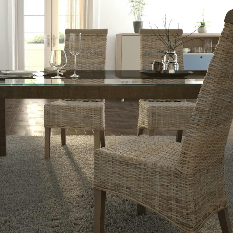 BERLIN - Chaise en rotin tressé gris