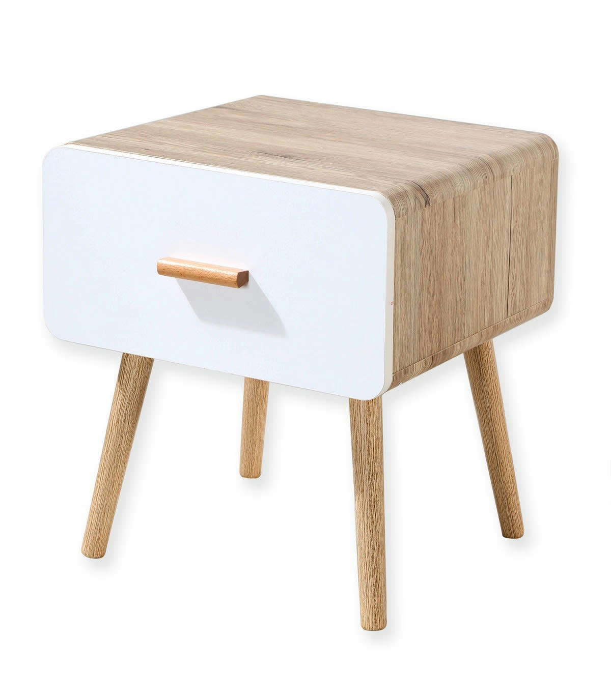 - Table de chevet 1 tiroir bords arrondis - Marron