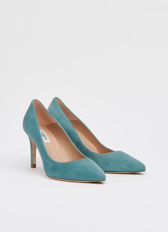 Floret Light Blue Suede Pointed Toe Courts