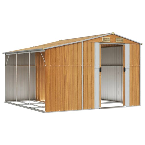 NNEVL Garden Shed Light Brown 277x279x179 cm Galvanised Steel