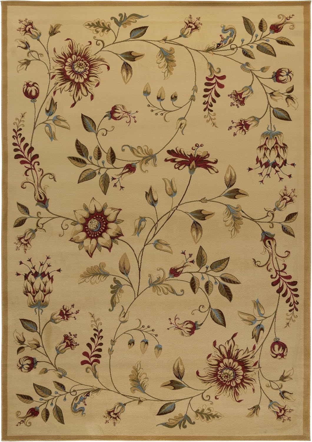 SAFAVIEH Lyndhurst Collection Area Rug - 8' x 11', Ivory & Multi, Traditional Floral Design, Non-Shedding & Easy Care, Ideal for High Traffic Areas in Living Room, Bedroom (LNH552-1291)