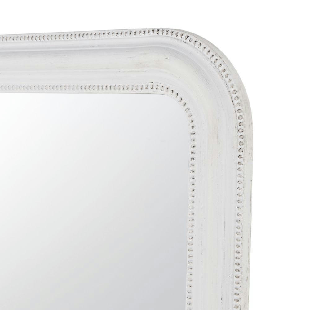 RAPHAEL - Miroir rectangulaire à moulures en bois de paulownia blanc 108x150