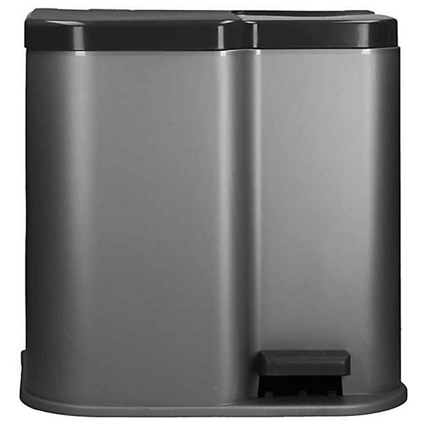 Curver Poubelle duo à pédale Deco Seaux intérieurs 15 L et 6 L Gris