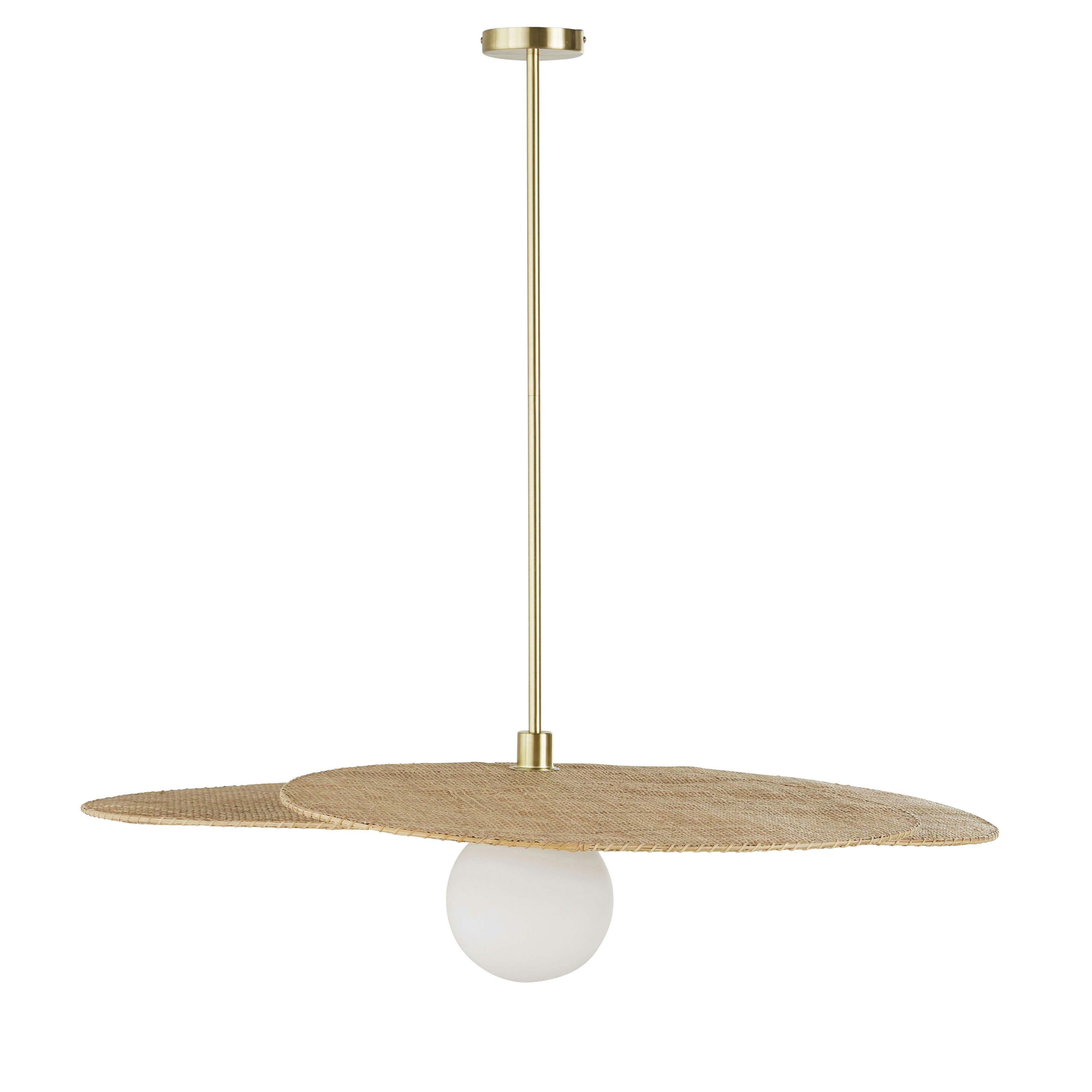 FLORELLA - Suspension en rotin beige et doré