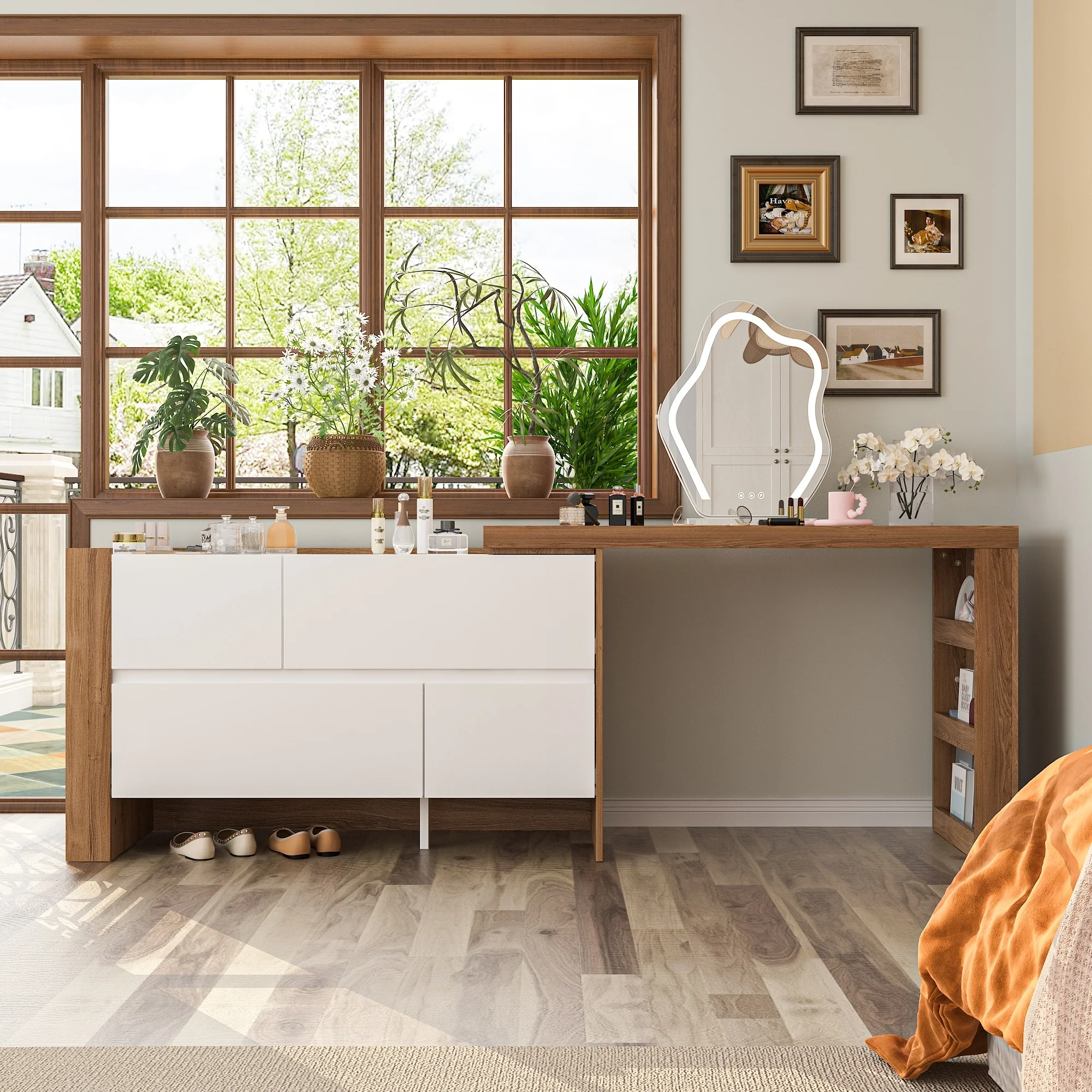 83.8 Multi-Functional Home Office Desk - Easy to Clean Dresser Table