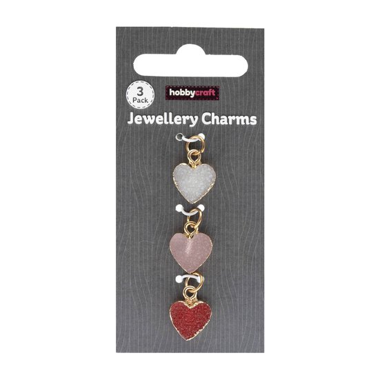 Gold Heart Jewellery Charms 3 Pack