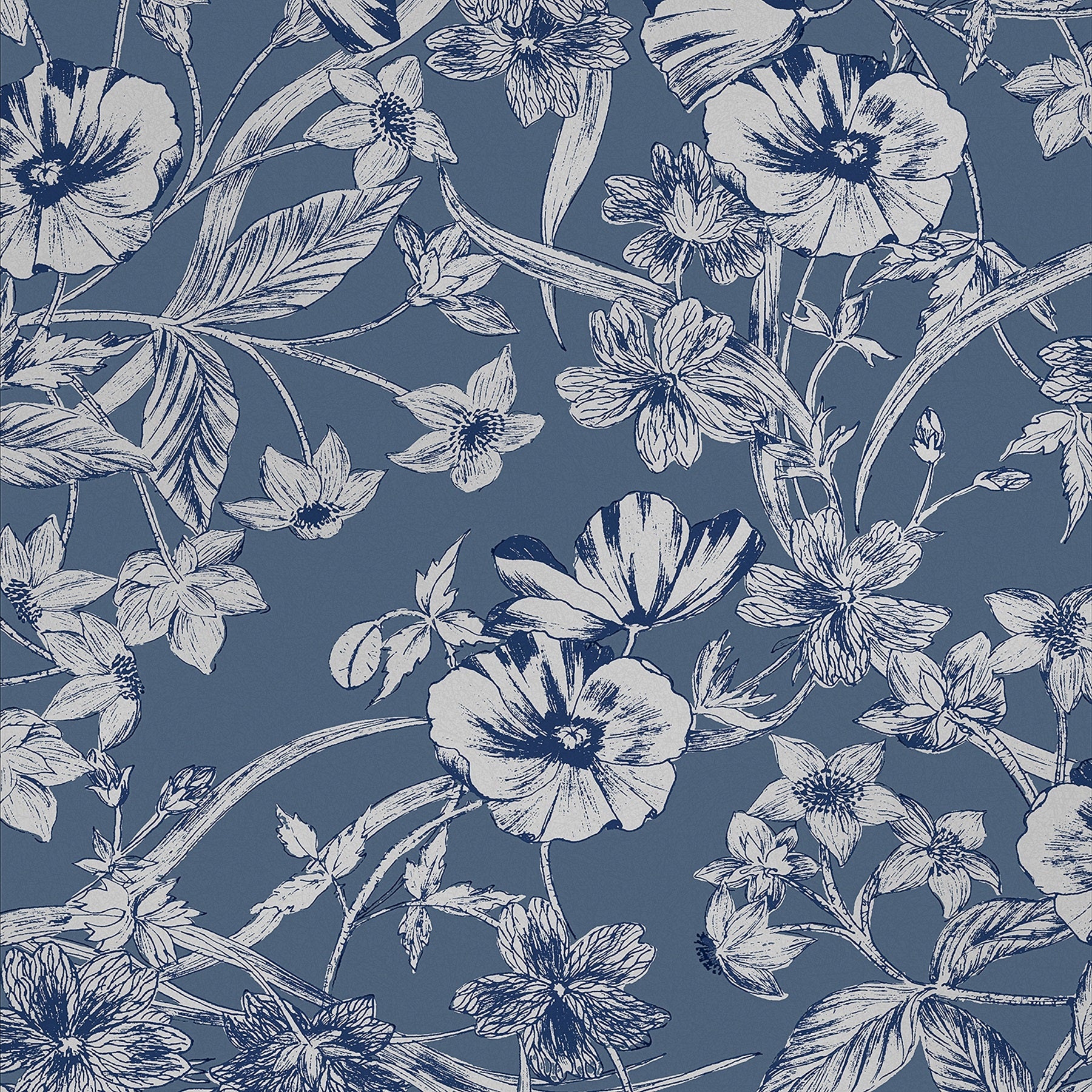 Laura Ashley Vliesbehang - Summerhill Midnight Blue - Blauw 10mx52cm