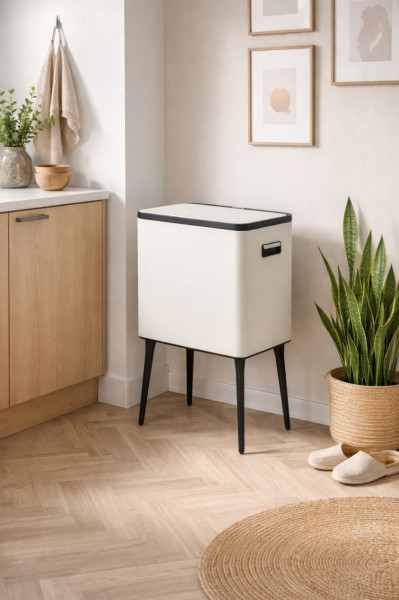 Kosz na śmieci kremowy touch bin w stylu retro 35L