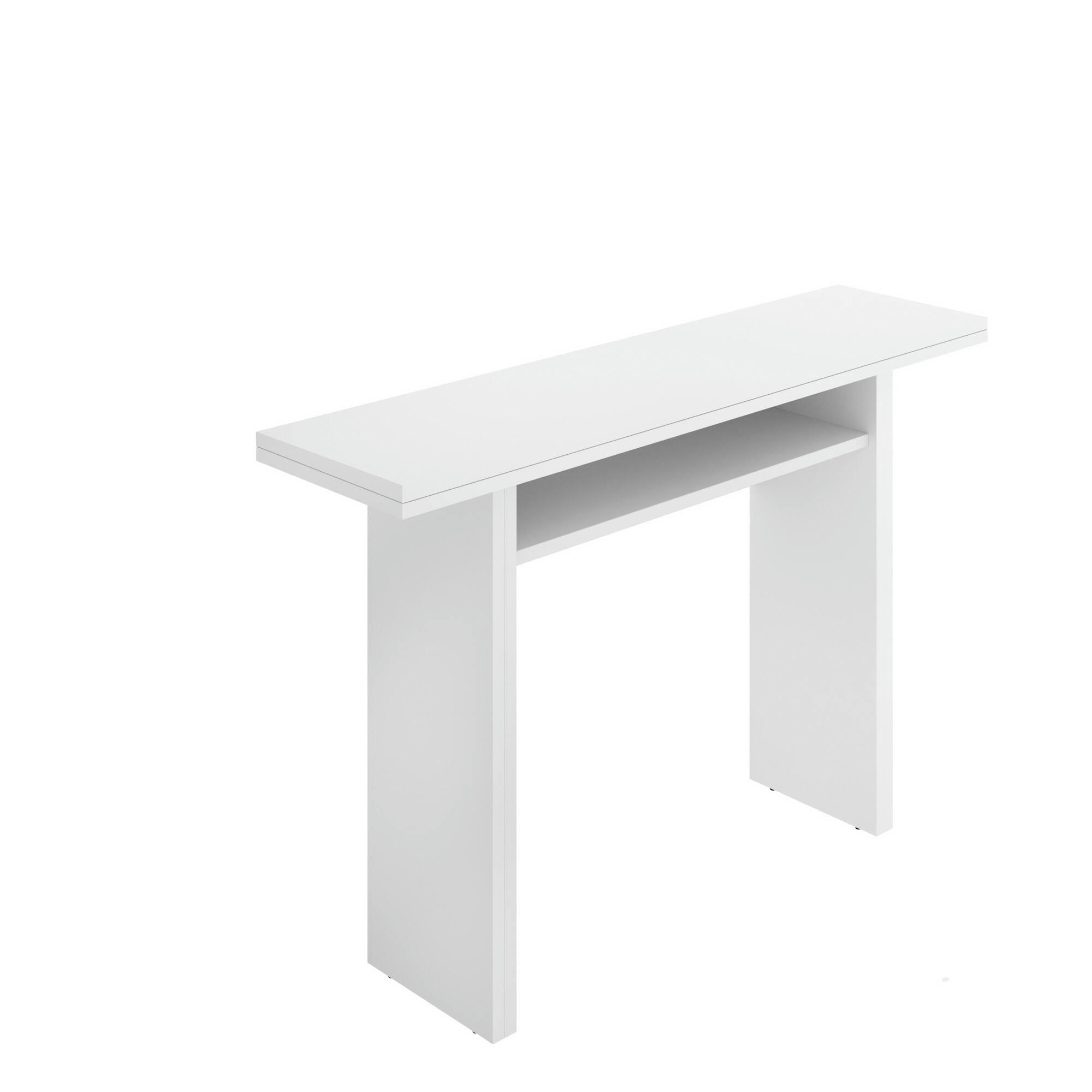 DMANUEL - Table à rallonge effet bois blanc 110x33/66