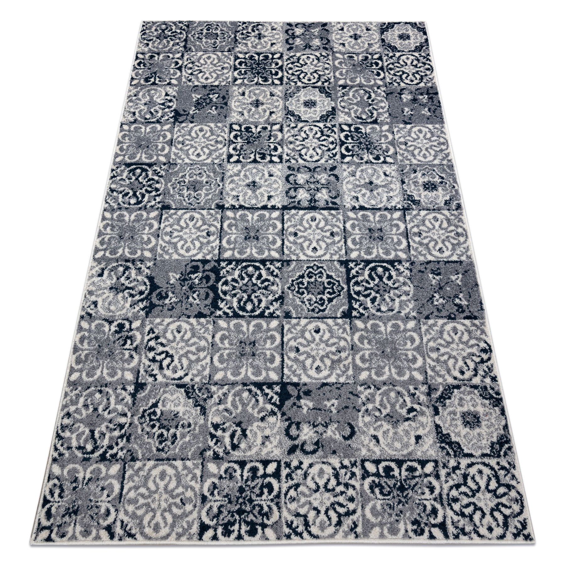 Dywan HEOS 78586 krem / niebieski PATCHWORK, PŁYTKI 120x170 cm