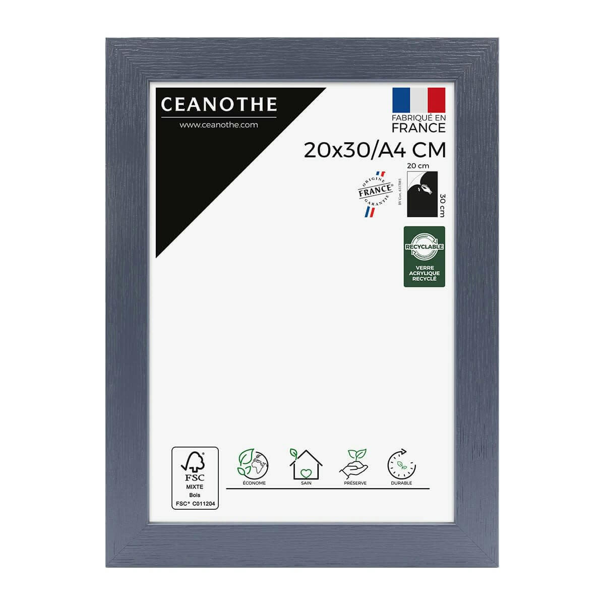 KARMA - Cadre photo gris bleuté 20x30 cm bois reconstitué fsc