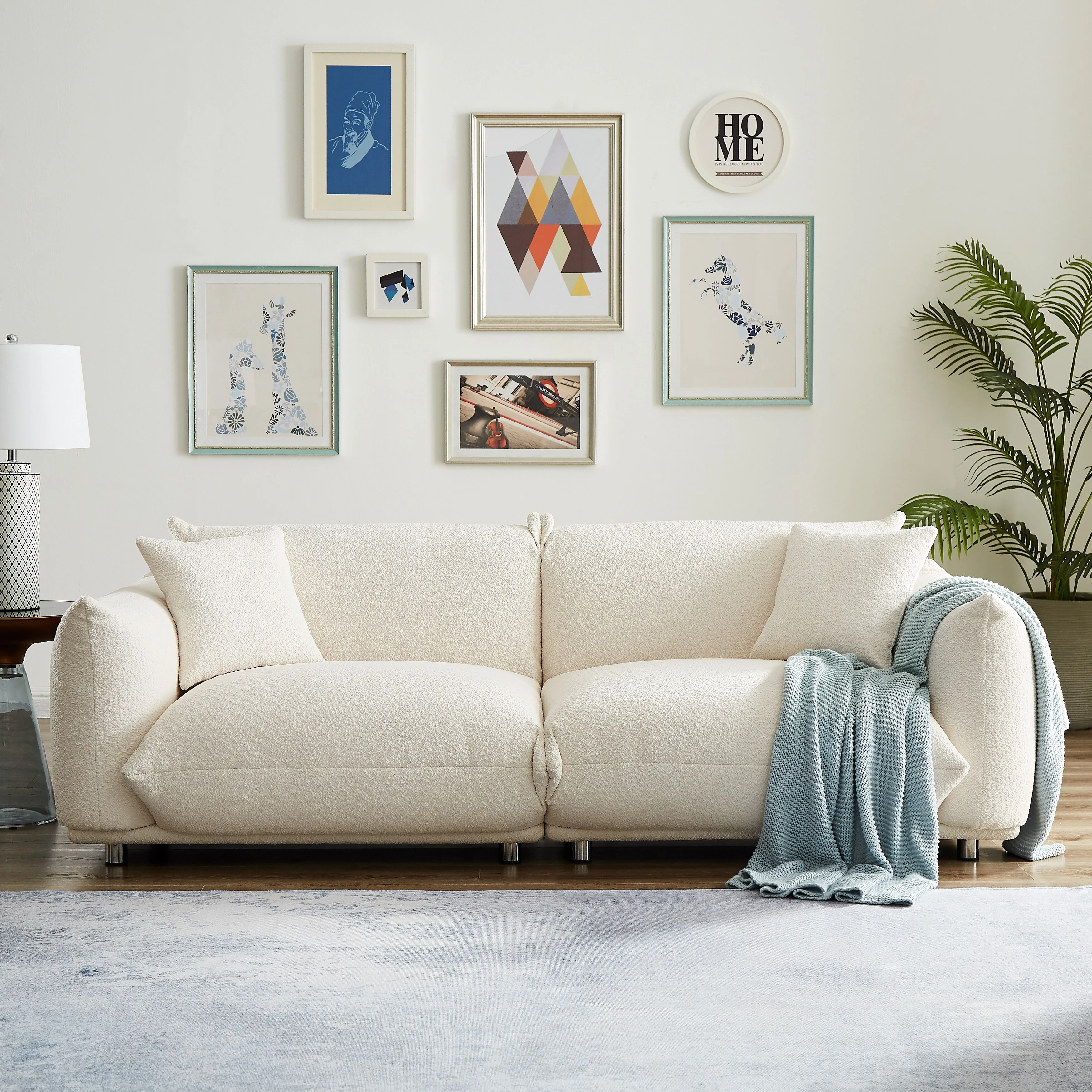 87'' Oversized Loveseat with Solid Wood Frame, Metal Legs, and 2 Plush Pillows for Durability