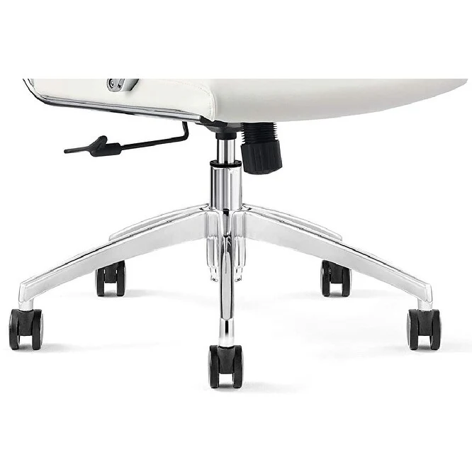 GM Seating Ribbed Mid-Back Desk Chair Chrome Frame, Task Chair, Home Office Chair, Conference Chair (White & Chrome High Back)