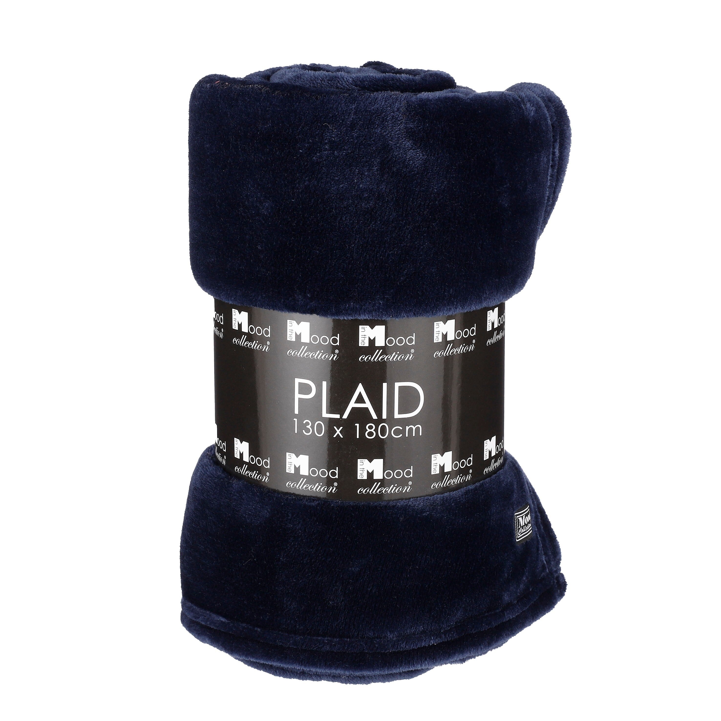 Mica Decorations Famke Fleece Plaid - L180 x B130 cm - Donkerblauw