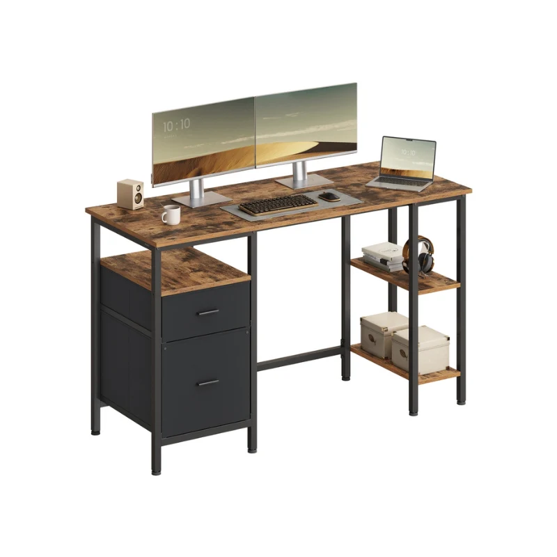 Bureau d’ordinateur 3 étagères 2 tiroirs