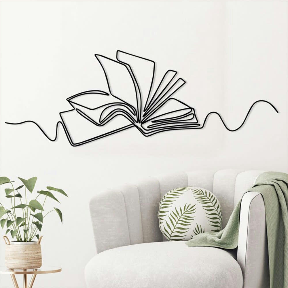 - Décoration murale livre en métal noir 60x21 cm