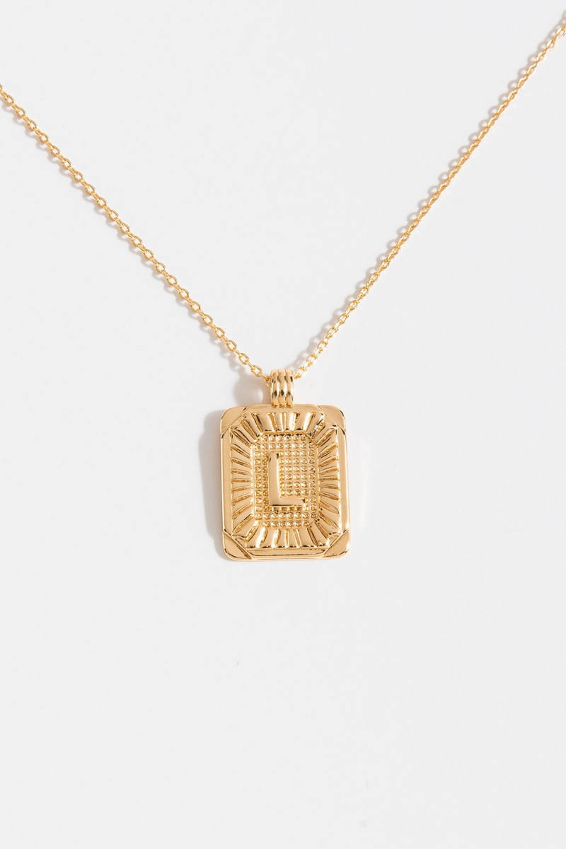 Initial ID Tag Pendant Necklace