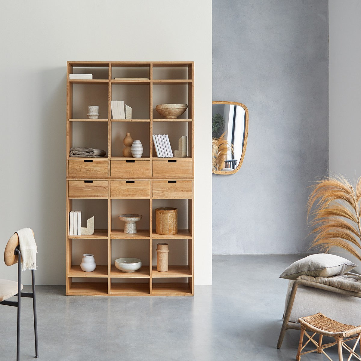 Tikamoon - Miho - Massief eiken hoge boekenkast