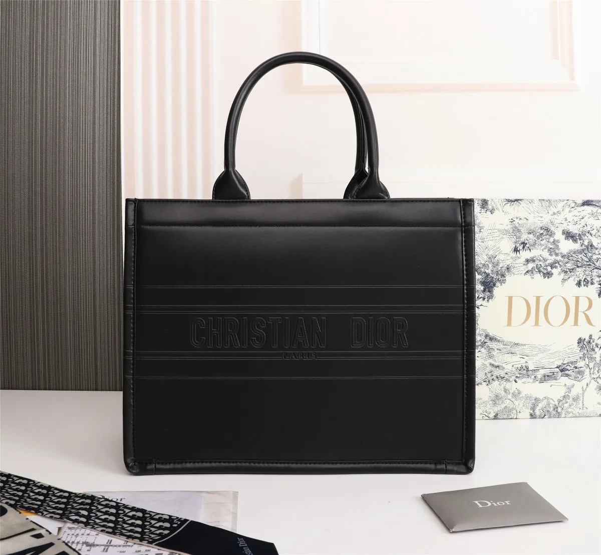 Dior Book Tote Medium Black Calfskin M1265ZTQT_M911