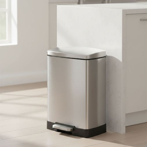 SOGA 4-Pack 12L Silver Stainless Steel Foot Pedal Trash Bin