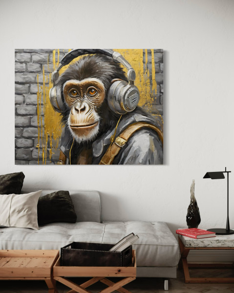 Feeby Obraz na płótnie, Małpa Muzyka Zwierzęta 60x40