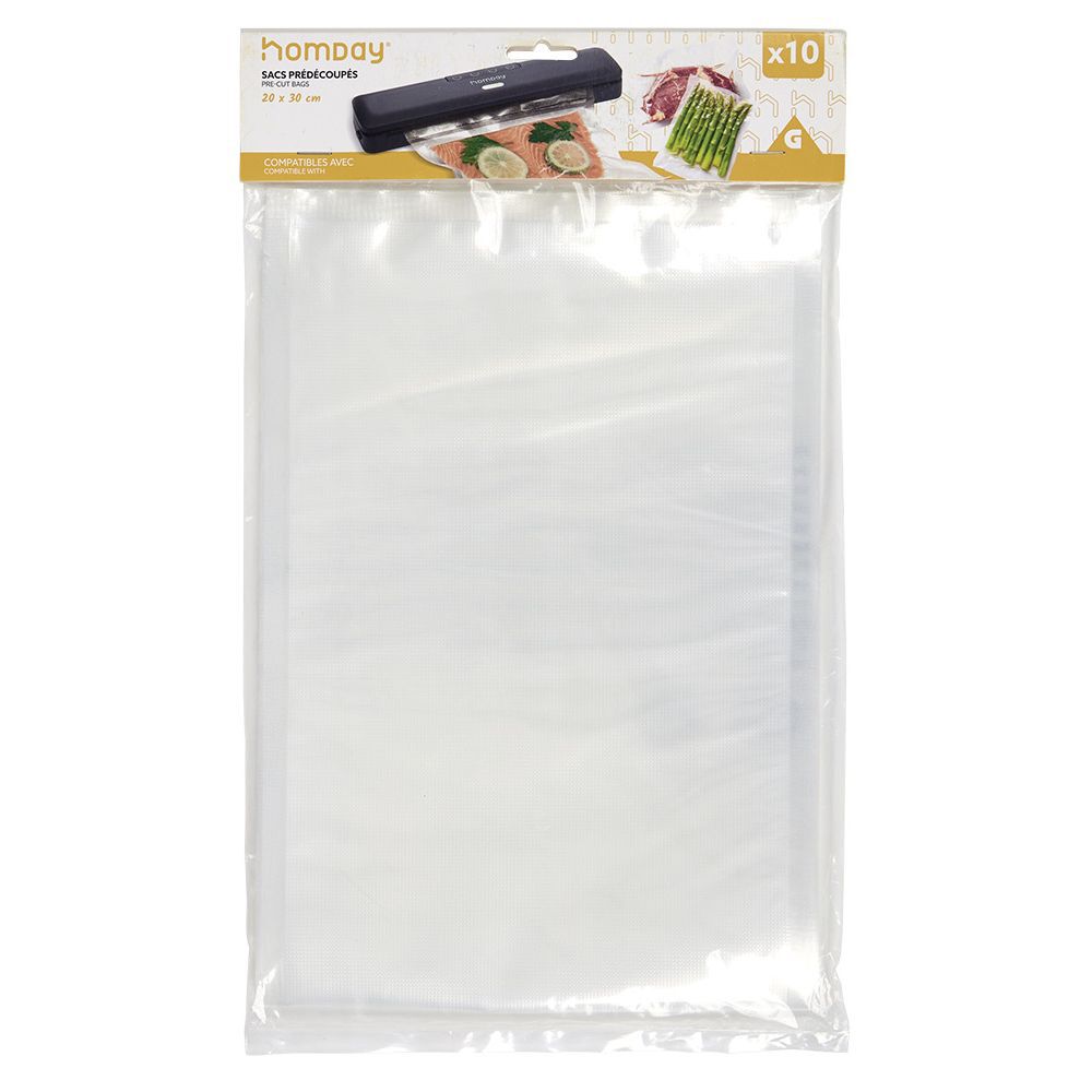 Sac de conservation alimentaire pré-découpé 20x30cm 10 sacs - Taille M