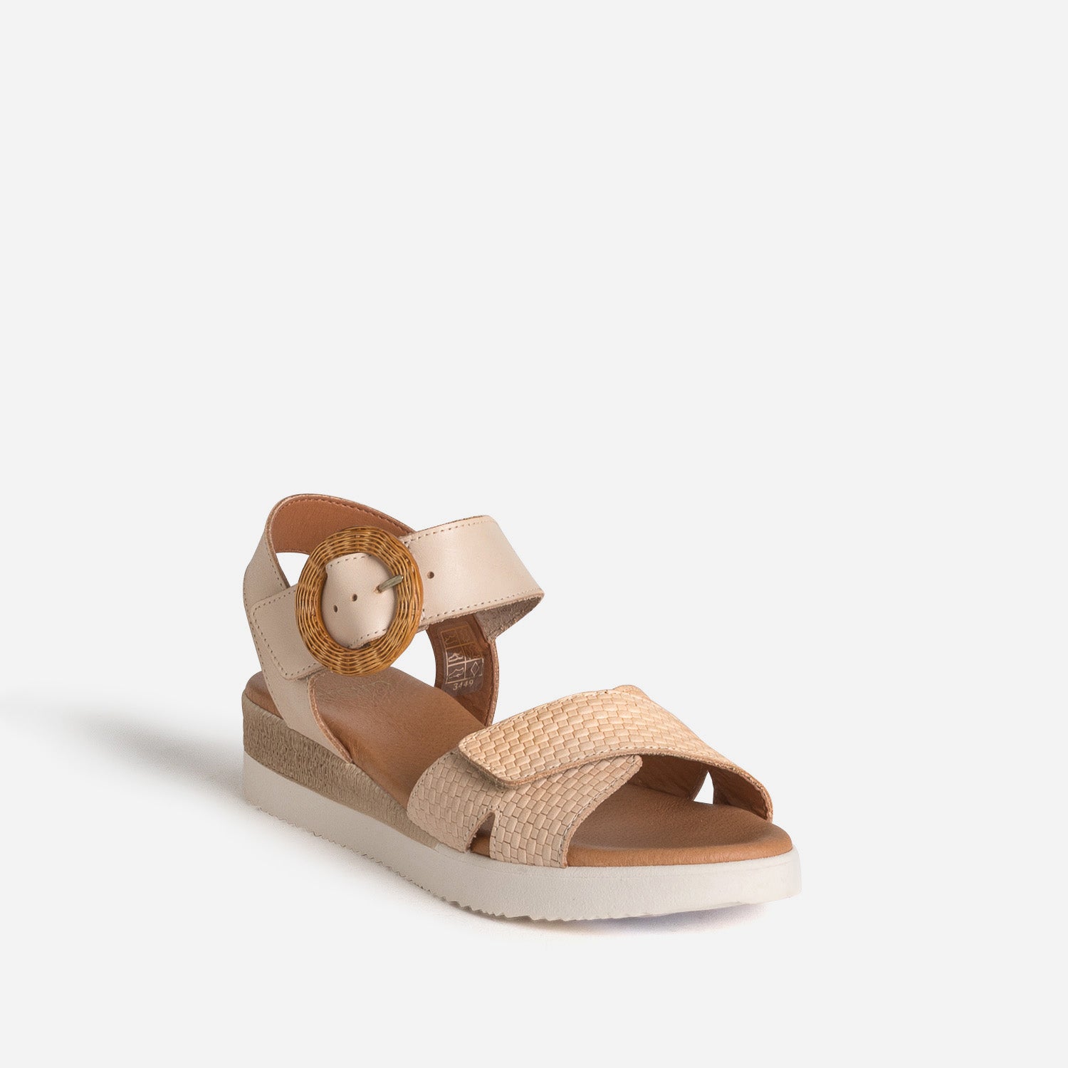 Sandale beige cuir boucle ronde