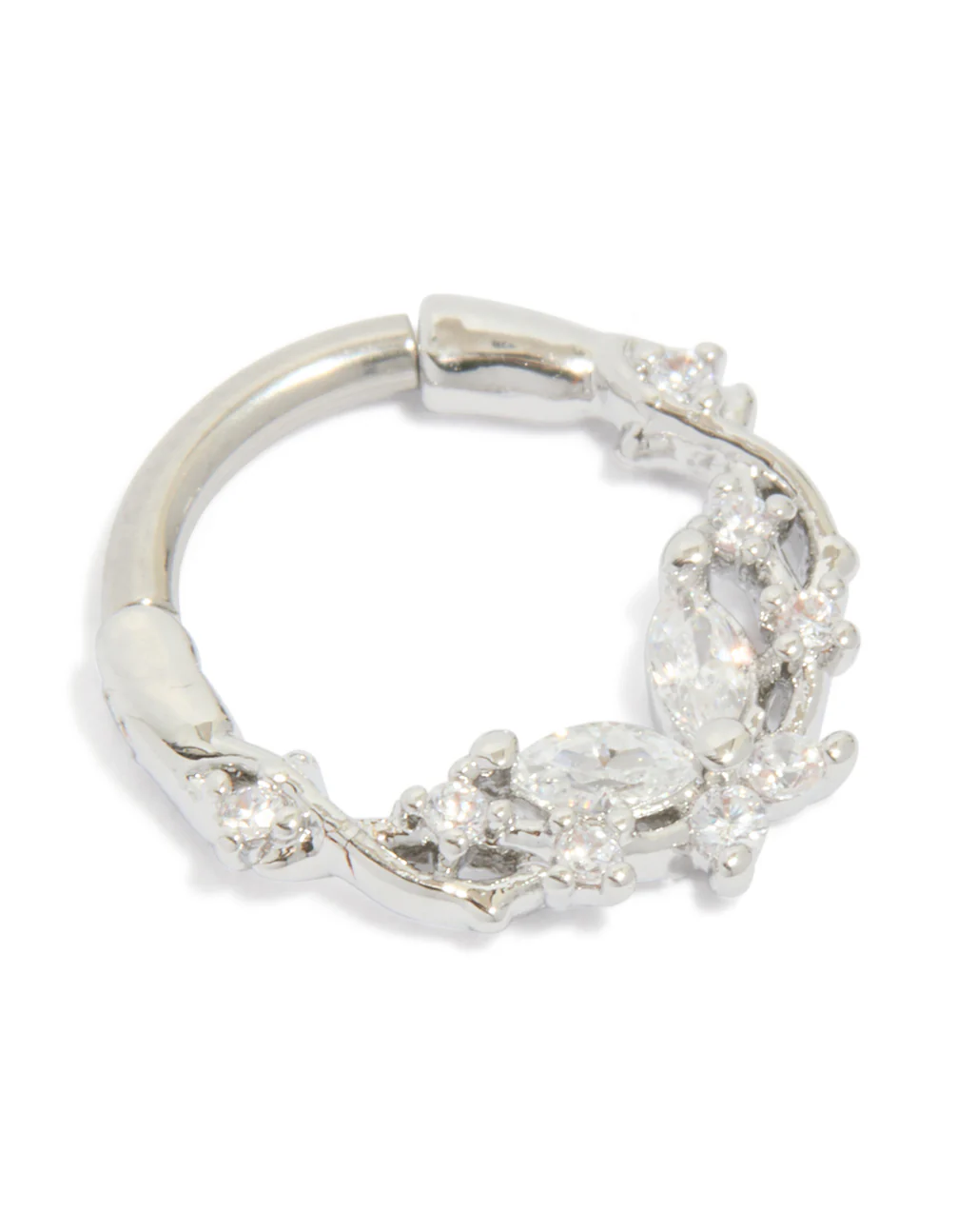 Titanium Diamante Detail Clicker Ring